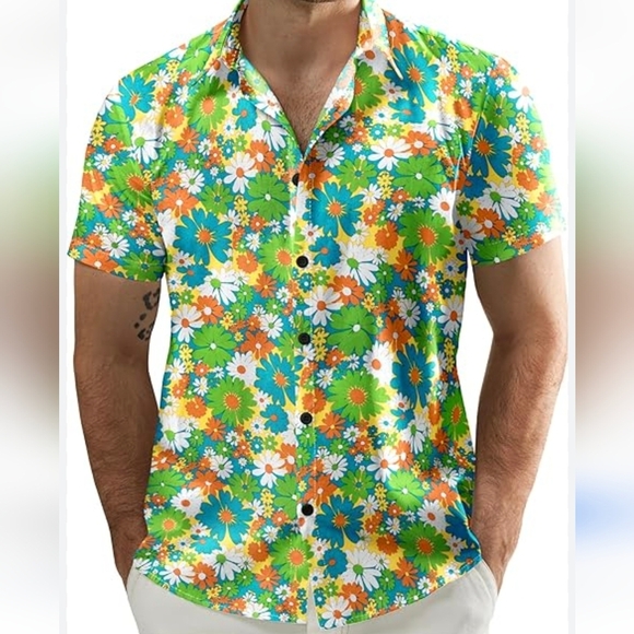 jogal Other - Floral Green and Orange Men's Shirt